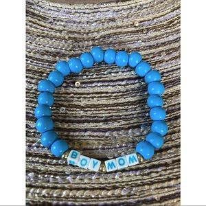 BOY MOM Turquoise Wooden Bead BOY MOM Bracelet